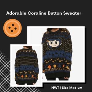 NWT ADORABLE Coraline Button Sweater Size M